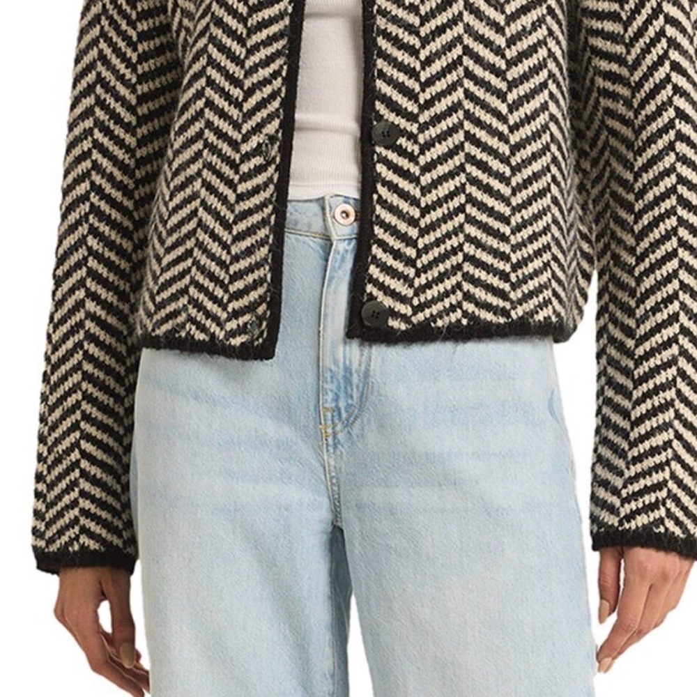 Zsupply Black and White Chevron Cardigan